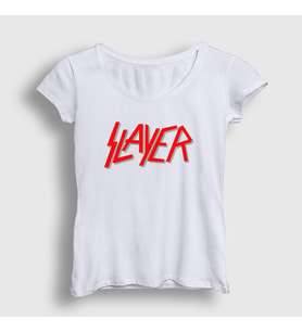 Presmono Kadın Beyaz Solo Logo Slayer T-Shirt 111919tt (Beyaz)
