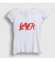 Presmono Kadın Beyaz Solo Logo Slayer T-Shirt 111919tt (Beyaz)