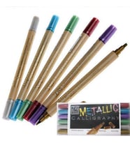 Zig Çift Uçlu Metalik Kaligrafi Kalemi 2 mm + 3.5 mm 6 RENK SET 