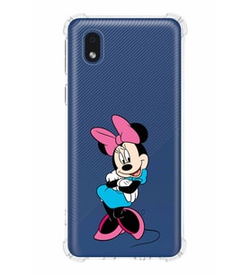 Samsung Galaxy A01 Core  Köşe Korumalı Antişok Kapak Minnie Mouse Tasarımlı Şeffaf  Kılıf