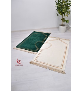 Çiftlere Özel Kalpli Seccade -Eşli Çift Seccade (Yeşil)