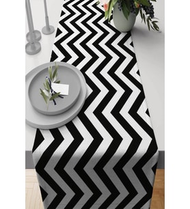 Siyah Zigzag Desenli Premium Masa Örtüsü Runner RNR302