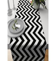 Siyah Zigzag Desenli Premium Masa Örtüsü Runner RNR302