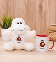 Kişiye Özel Başak Burcuna Hediye Peluş Koyun ve Kırmızı Kupa