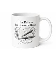 Roman Yazıyorum Yazılı Baskılı Kupa Bardak Yazar Hediye Edebiyat Sevgiliye