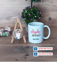 Sosyal Bilgiler Öğretmeni Kupa Bardak Beyaz ve Fotoğraflı Ahşap Anahtarlık Hediye (Model 1)