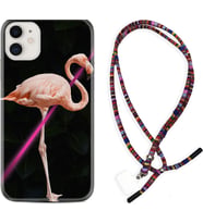Apple iPhone 11 12 13 Mini Kılıf Boyun Asklı Rasta Silikon Line Filamingo 1776