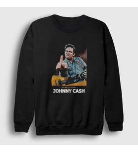 Presmono Unisex Siyah San Quentin Johnny Cash Sweatshirt 338731tt