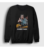 Presmono Unisex Siyah San Quentin Johnny Cash Sweatshirt 338731tt