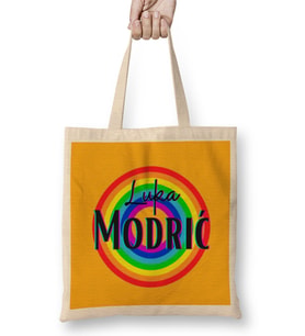 Luka Modric - Vintage Retro Rainbow Style Bez Çanta Uzun Saplı