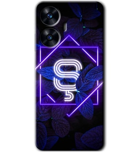 Realme C55 Kılıf HD Desen Baskılı Kılıf - Dark Neon Yaprak Ş Harfi