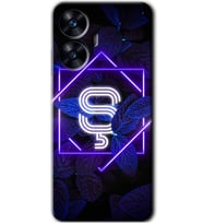 Realme C55 Kılıf HD Desen Baskılı Kılıf - Dark Neon Yaprak Ş Harfi