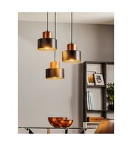 Mylights Üçlü 3’lü Siyah-Bakır Sarkıt Avize Modern Metal Gövde Masaüstü