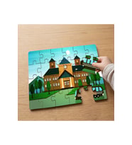 Okul - Otobüs Tasarımlı 24 Parça Ahşap Çocuk Puzzle MPK0132