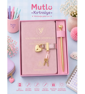 DEFTER HUS HUS KALEMLİ GÜNLÜK 192 YAPRAK ÇİZGİLİ PEMBE