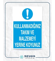 Kullandığınız Takım ve Malzemeyi Yerine Koyunuz
