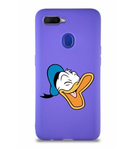 Oppo A12 Soft Premier Kapak Donald Duck-E Tasarımlı Silikon Kılıf - Mor (Şeffaf)