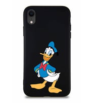 Apple iPhone XR Soft Premier Kapak Donald Duck-C Tasarımlı Silikon Kılıf - Siyah (Şeffaf)