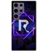 Galaxy S24 Ultra Kılıf HD Desen Baskılı Kılıf - Dark Neon Yaprak R Harfi