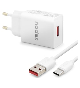 Type-c Hızlı Şarj Seti 12W 2.4A Usb Adaptörlü 1 M Pvc Kablolu Beyaz ND1005