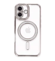 İphone 16 Plus Kılıf Joke Simli Magneticsafe Kılıf - Pembe