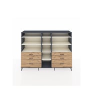 Hyperion Dolap 10 Raflı 6 Çekmeceli  220x44x163 Antrasit-Aytaşı/Çam