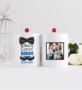 BK Gift Kişiye Özel Babalar Günü Hediyesi Fotoğraflı Kupa Bardak-94 (Beyaz)