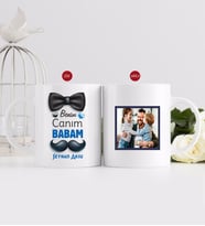 BK Gift Kişiye Özel Babalar Günü Hediyesi Fotoğraflı Kupa Bardak-94 (Beyaz)