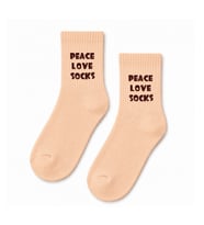 Peace Love Socks Yazılı Şeftali Renkli Yarım Konç Kısa Çorap