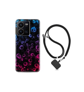 Vivo Y35 Kılıf Ipli Boyun Askılı Desenli Silikon Color Bubles 1697
