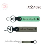 Yılbaşı İçin Anlamlı Jest, İsimli & Soyisimli 2’li Anahtarlık Seti, Kül Gri-Yeşil-Gri