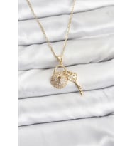 316L Çelik Zincir Gold Renk Kilit Anahtar Model Zirkon Taşlı Kadın Kolye 5886 - EEEEEE7214-5705