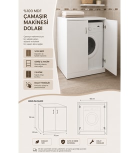 MDF Çamaşır Makinesi Dolabı Beyaz 90x70x69 cm