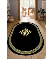 Dijital Baskılı Kaymaz Taban Yıkanabilir Oval Salon Halısı Mutfak Halısı Yolluk NDO-SD-617 (Gold)