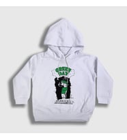 Presmono Unisex Çocuk Beyaz Burnout Green Day Kapüşonlu Sweatshirt 395797tt