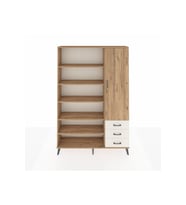 Arges Dolap 9 Raflı 3 Çekmeceli Tek Kapaklı  132x30x195 Çam-Çam/Aytaşı