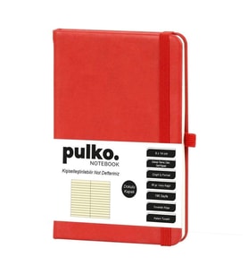 PULKO PND036 KLASİK SERT KAPAK 9x14cm 80gr.196 SAYFA TERMO DERİ ÇİZGİLİ NOT DEFTER - KIRMIZI