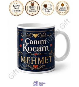 Kocaya Hediye İsme Özel Sublimation Kupa Bardak Eşe Özel Baskılı Mug