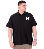 Mode XL Büyük Beden Erkek T-Shirt Polo Yaka H BROUDED U25312 Siyah