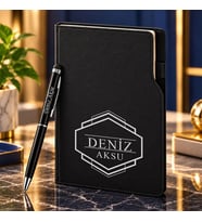 BK Gift Kişiye Özel 374 Termo Deri Tarihli Ajanda & Siyah Touch Pen Tükenmez Kalem-4