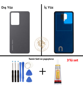 General Mobile Vida Seti + Yapıştırıcı 24 Pro Gri Yapıştırıcı B-7000 Yapıştırıcı Vida Seti Arka Kapak Arka Cam Batarya Kapağı Lazer Kesim Kapak Pil Kapağı Back Cover