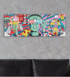 BK Gift Modern Soyut Tasarımlı Panorama Kanvas Tablo 150x50cm-21