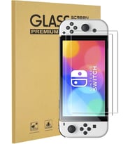 Nintendo Switch OLED model 2021 ile uyumlu 2'li Paket Temperli Cam Ekran Koruyucu, Ultra Net ve 9H Sertlik ve Çizilmeye Dayanıklı ve Kolay Kurulum