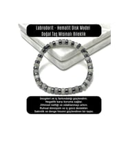 SERTİFİKALI Labrodorit - Hematit Disk Model Doğal Taş Misinalı Bileklik