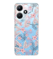 PrintiFy İnfinix Hot 30i Uyumlu Kamera Korumalı Floral Kırmızı Tasarımlı Şeffaf Silikon Kılıf
