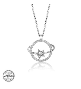 Swarovski Taşlı Gümüş Gezegen Bayan Kolye