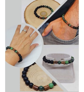 Anyolit & Oniks Taşı 8mm Unisex Tasarım Bileklik Hawaii Model (3905)