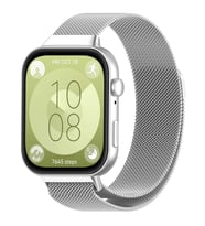 Huawei Watch Fit 3 Uyumlu Paslanmaz Hasır Örgü Metal Milano Kordon Strap (Gümüş)