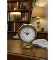 Retro Eskitme Metal 25 x 20 Cm Masa Saati (Kahverengi Açık)