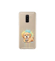 Samsung Galaxy A6 Plus (2018) ile Uyumlu Splash Köpek Tasarımlı Şeffaf Silikon Kılıf